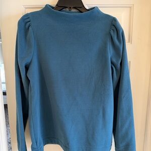 Ann Taylor Mock Neck Fleece Puff Sleeve Shirt, Sz Medium, NWT